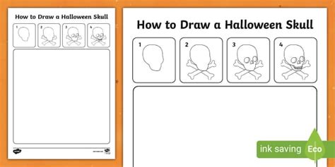 How to Draw a Halloween Skull (teacher made) - Twinkl
