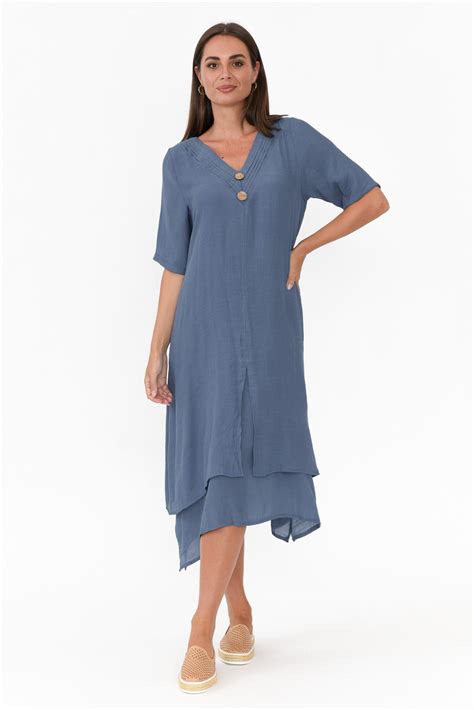 Nala Vintage Blue Layers Dress - Blue Bungalow