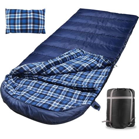 0 Degree Sleeping Bag 100% Cotton Flannel XXL for Adults 4 Season Big ...