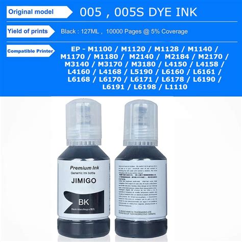 JIMIGO 005 Refill Ink for EP M1100, M1140, M1170,M2140, M2170, M3140 ...
