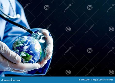 Doctor Holding an Earth Globe and a Stethoscope in His Hands, Symbolizing the Importance of ...