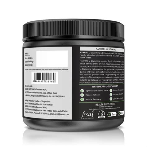 Buy NAKPRO L-Glutamine Amino Acid Supplement Powder Jar - Unflavoured ...