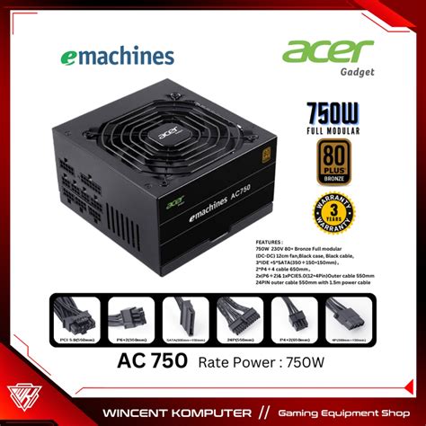 Jual Power Supply 750 Watt / PSU Gaming 750W 80+ Plus Bronze eMachines ...