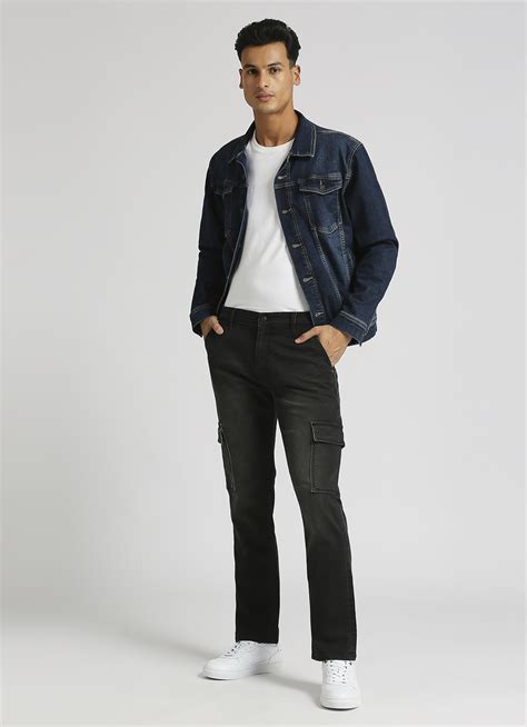Cargo Straight Mid Waist Black Gymindigo Jeans | Pepe Jeans India