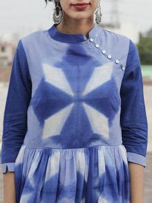 Naaz Saaj - Cobalt Blue Indigo White Tie Dye Full Length Dress With 3 ...