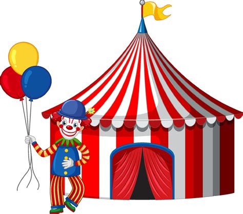 Clown infront of circus tent 7105851 Vector Art at Vecteezy