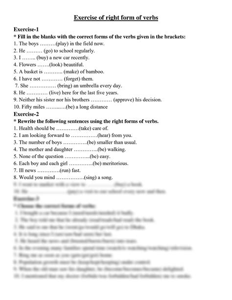 Image result for Verb Form Exercise