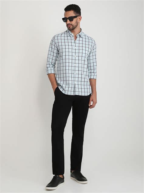 Parx Men Blue Checks Slim Fit Cotton Casual Shirt – MyRaymond