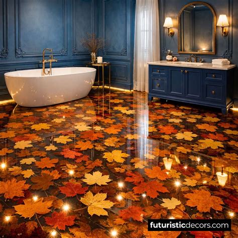 Autumn Leaf Epoxy Floor | Colors, Leaf Placement & LED Effects