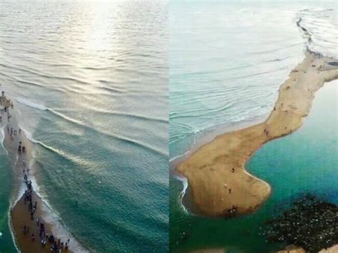 After Kerala Flood, A Sand Strip That Splits This Sea Into Two Halves ...