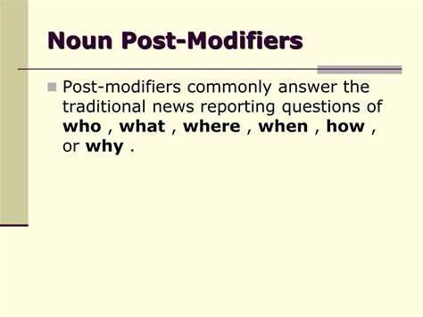 Image result for Pre and Post Modifiers