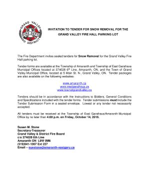 Fillable Online INVITATION TO TENDER - townofgrandvalley.ca Fax Email ...