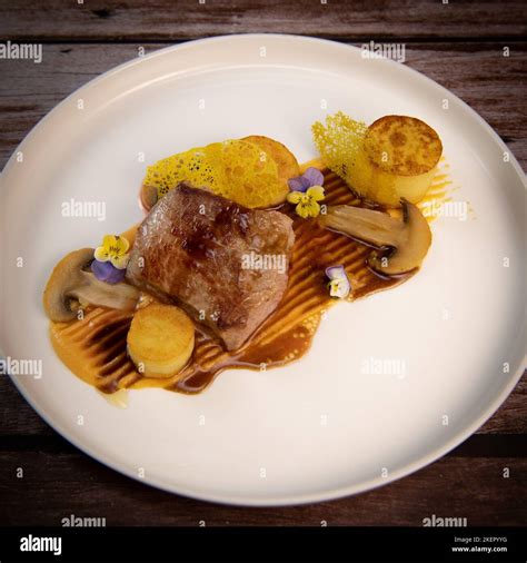 Recipe for veal, potato confit, mushroom, carrot puree, balsamic ...