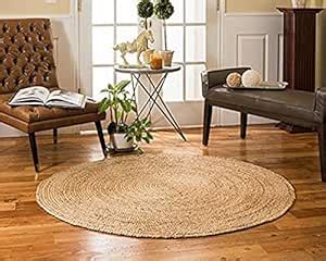 Buy THE HOME TALK Natural Handcrafted Braided Round Jute Rug- 120CM ...