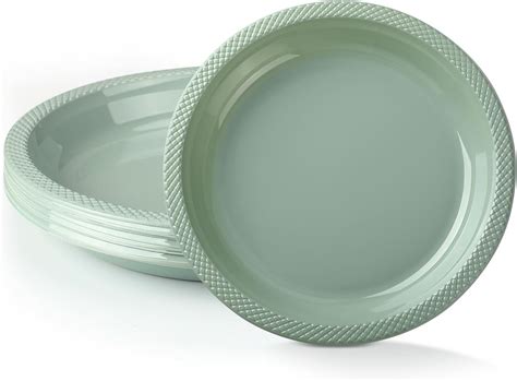 Amazon.com: Dandat 36 Pcs Sage Green Plastic Plates 9 Inch Disposable ...