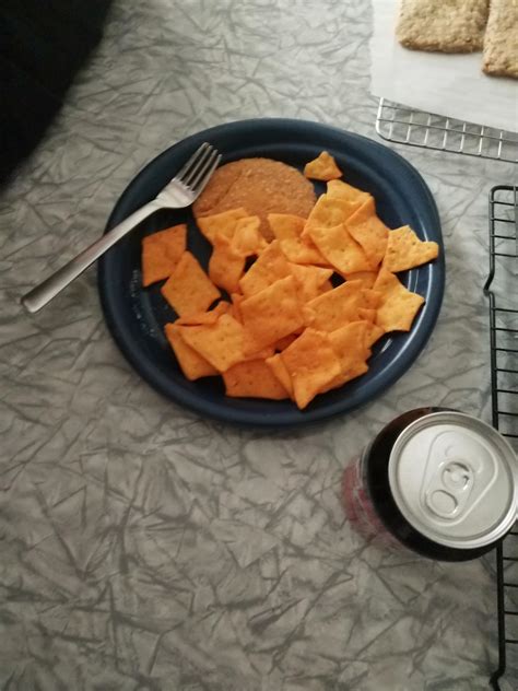 Spicy veggie patty with cheez-its snapped and a coke zero: my older ...