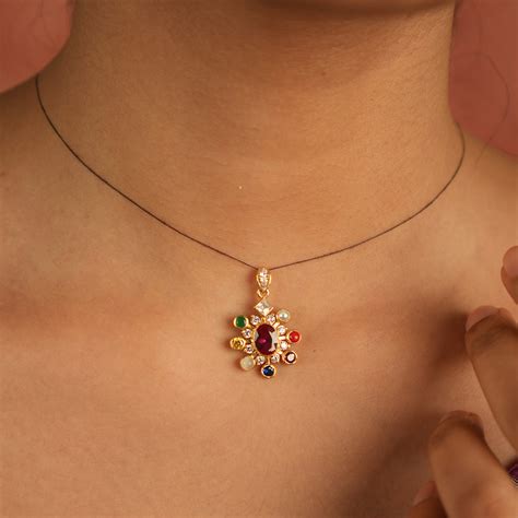 Handcrafted Lavanya Pendant 92.5 Silver Navratna Polki CZ Jewelry