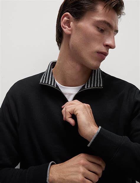 Buy Pure Cotton Half Zip Sweatshirt at Marks & Spencer