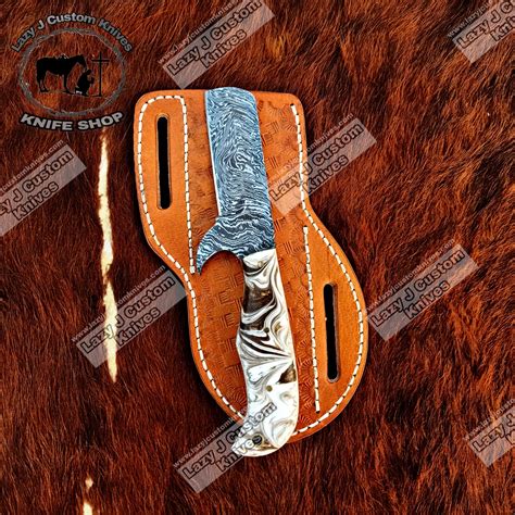 Custom handmade Damascus steel bull cutter knife – Lazy J Custom Knives
