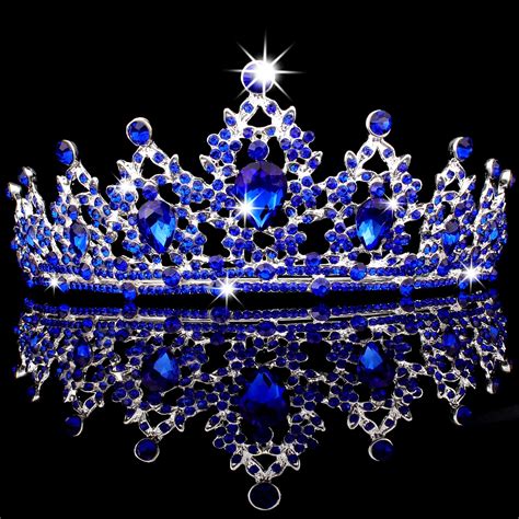 CAVETEE Blue Baroque Queen Crown - Luxurious Rhinestone Tiara for Women ...