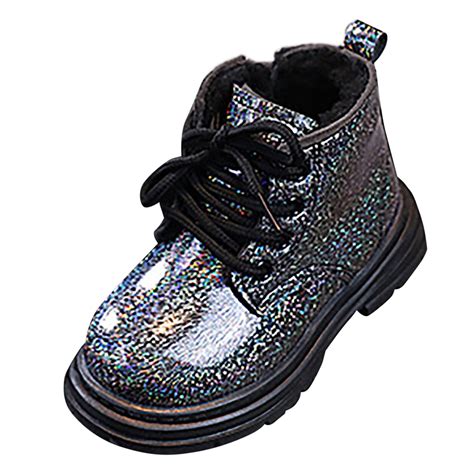 Huowey Toddler Girls Black Boots Combat Ankle Booties Waterproof ...