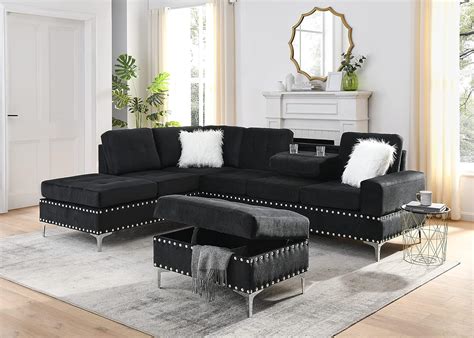 Buy MGH L Shape Sectional Sofa Couch, 3-Seaters Sofa with Reversible ...
