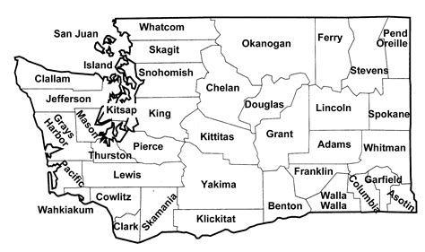 Washington State Counties Map Printable