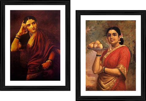 Adventures *Maharashtrian Women*- Two Paintings by Raja Ravi Varma, Set ...
