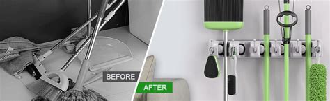 VIEWIDE Broom Holder Wall Mount Broom Organizer Mop Holder Hanger ...