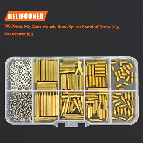 Buy HELIFOUNER 240 Pieces M2 Male Female Hex Brass Spacer Standoff ...