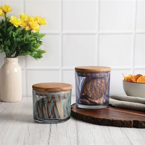 Buy EK DO DHAI Sante Set of 2 Printed Glass Jars from Ek Do Dhai at ...