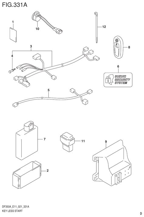 Suzuki DF350A, DF325A, DF300B Section 331A KEY LESS START Parts Diagram