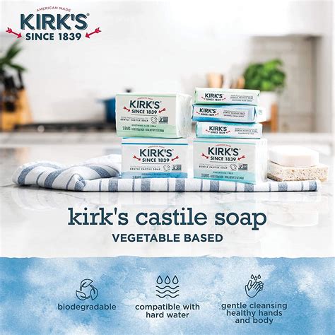 Kirks Castile Bar Soap - Premium Vegan Formula | Original Fresh Scent ...