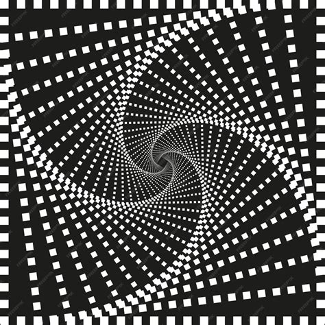 Spiral square shape optical illusion vector black white contrast ...