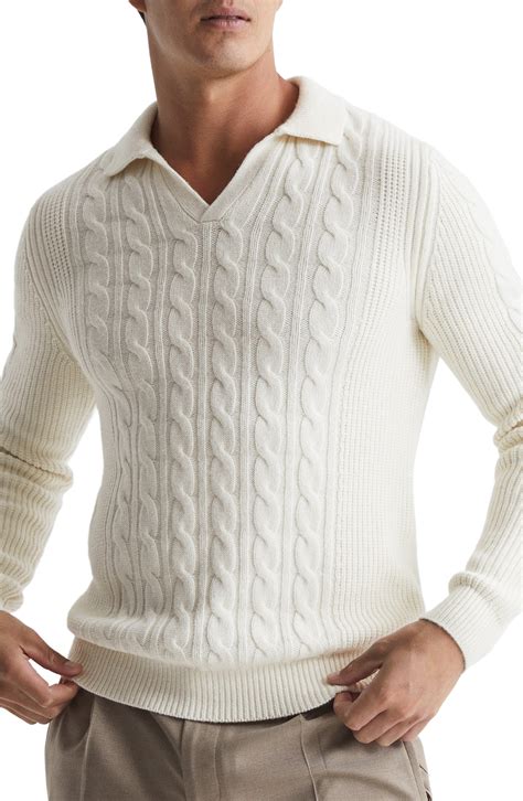 Reiss Cumberland Cable Knit Polo Sweater available at #Nordstrom ...