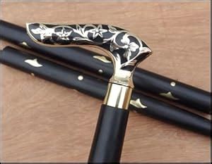 Noor ENT The Black Polished Wooden Walking Stick with Brass Handle ...