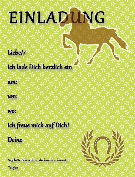 Einladung Kindergeburtstag Ponyreiten