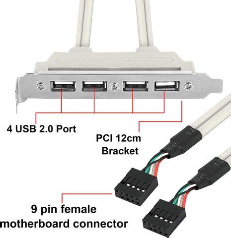 VIBOTON 4 Ports USB 2.0 Header Port Slot Plate Adapter Panel Cable ...