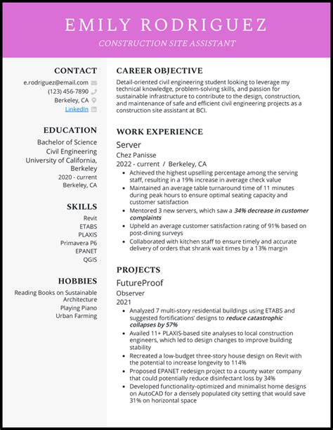 Civil Engineering Resume Examples 的图像结果