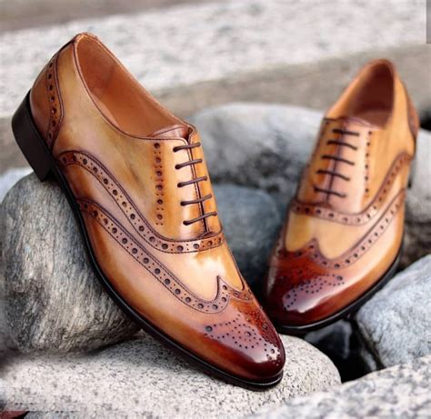 Handmade Brown Wing Tip Leather Shoes, Men's Lace Up Leather Formal ...