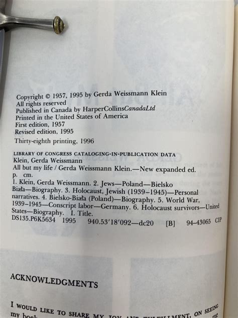 All But My Life: A Memoir by Klein, Gerda Weissmann: Very Good ...