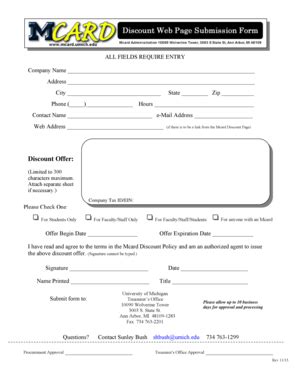 Fillable Online finance umich Discount Offer - University of Michigan ...