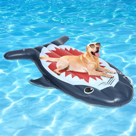 Snapklik.com : Dog Pool Float Inflatable Dog Raft, Large Ride Shark Dog ...