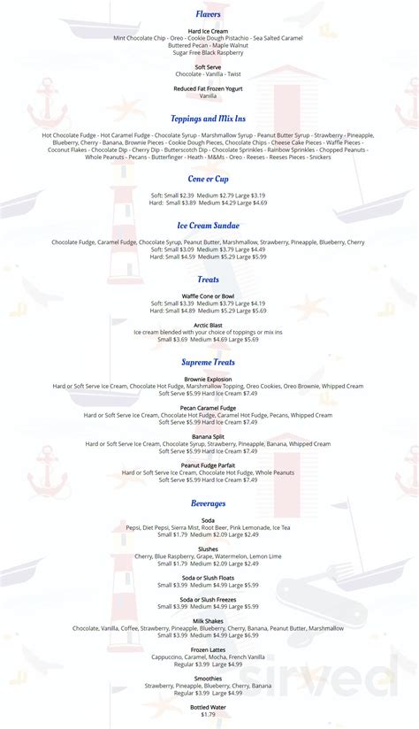 Twisters Ice Cream menu in Mystic, Connecticut, USA