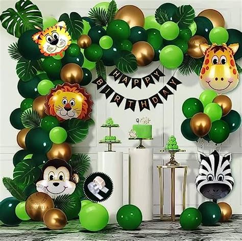 MOOKE Jungle Theme Birthday Decoration Kit- 37 Pcs Combo Balloon ...