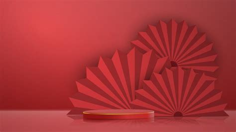 3d podium round of vector, circle box stage podium and paper art ...