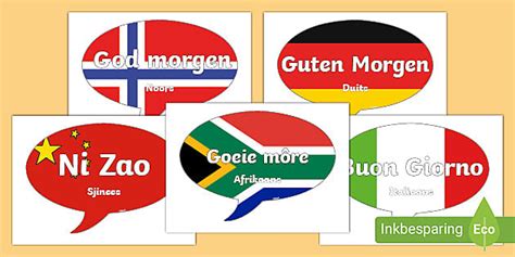 Verskillende Tale - Goeie Môre - Spraakborrels - Twinkl