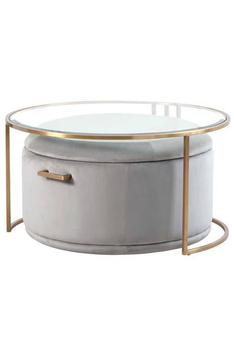 Aria Salontafel en Poef met opbergruimte Duif Grijs Set | My Furniture