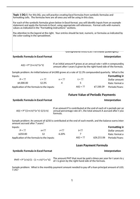 MAT 144 Topic 1 DQ 1; Working on Formulas and Formatting Discussion ...