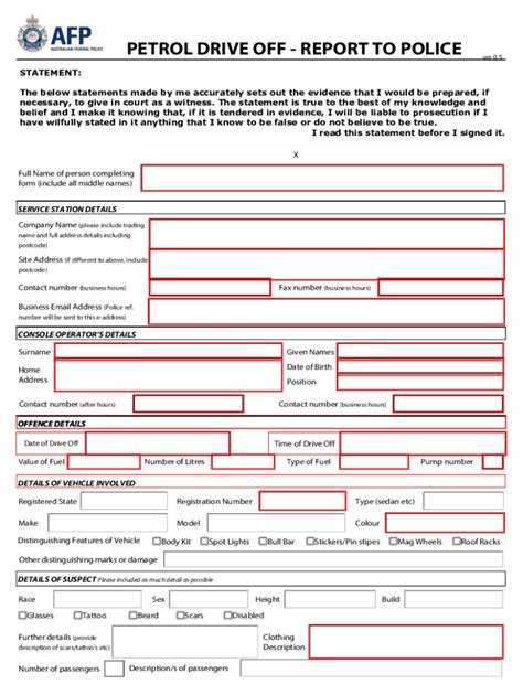 Fillable Online PETROL DRIVE OFF REPORT TO POLICE Fax Email Print ...